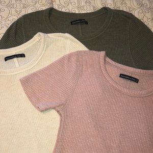 BUNDLE‼️ABERCROMBIE & FITCH 3 Ribbed Crew Tee